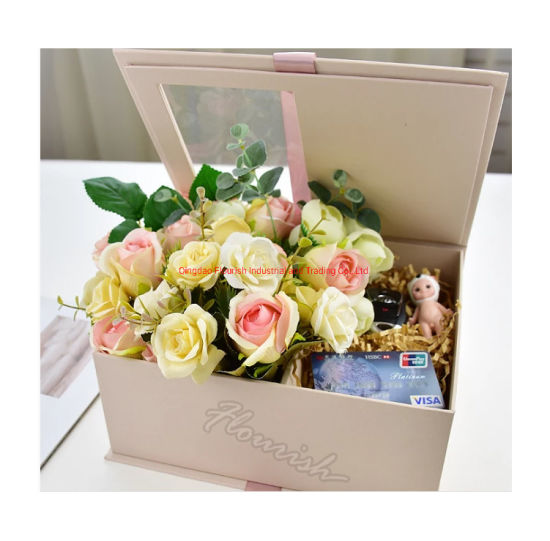 Kundenspezifisches Logo Rosa Blumen-Einkaufsbox Geburtstags-Geschenkbox Valentinstag-Geschenkbox