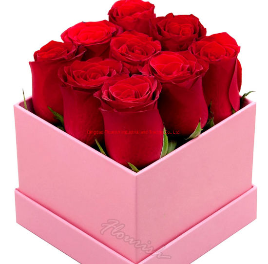 Großhandel gedruckt Logo Pink Flower Shopping Box Geburtstagsgeschenkbox Valentinstag Geschenkbox