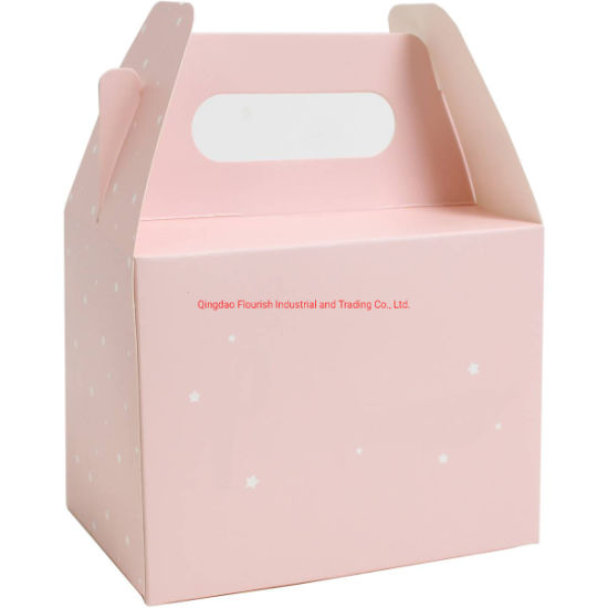 Sweet Pink Farbe Party Favor Takeaway Bäckerei Giebel Box