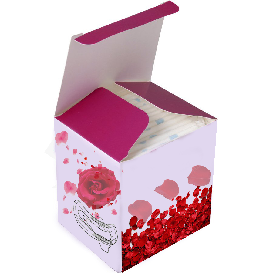 Benutzerdefinierte Aufbewahrungsbox für Damenbinden aus weiß beschichtetem Papier